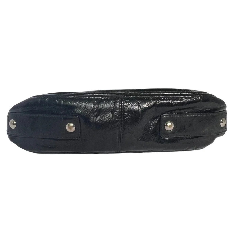 Coach Zoe Hobo Bag Womens Large Black Crinkled Patent Leather F15478
